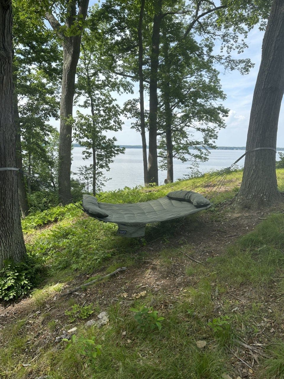 Hammock among the trees above the river