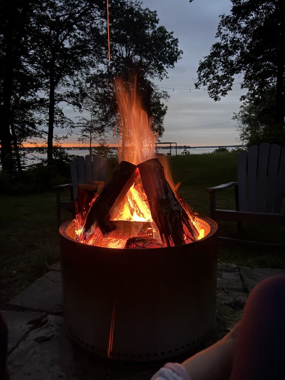 Fire pit and outdoor gathering at Stoney Point Retreat